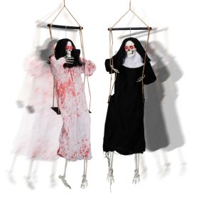 Outdoor Halloween Decorations 2 Packs Hanging Ghosts Decor With Lighted Up Eyes And Horror Scream,3ft Scary Grim Reaper Swinging Ghost Flying For (Option: Default)