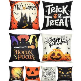 Halloween Decorations Set Of 4 Double-Sided Print Pillow Covers 18 X 18, With 8 Cute Halloween Decor Patterns, Elegant Invisible Zipper (Option: Halloween Pillow Covers)