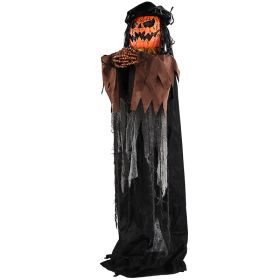 6ft Skull-Headed Pumpkin Man With Orange Eyes,Bullet-Shaped Head,Ghostly Scream,Voice-Activated,Battery-Powered Batteries Not Included,Halloween (Option: Default)