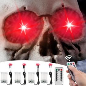 4 Pack Halloween Decoration LED Glowing Light Up Skulls Eyes, Horror DIY Glowing Eyes Lights Battery Operated For Halloween Decoration Masks, Sku (Option: Red)