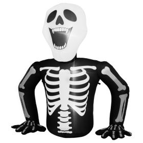 6ft Half-Skull Inflatable Decoration With 3 LED Lights,Black And White,1000mA,12V US Standard (Option: Default)