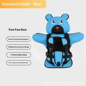 Infant Safe Seat Mat Portable Baby Safety Seat Children's Chairs Updated Version Thickening Sponge Kids Car Stroller Seats Pad (Option: Blue lying bear)