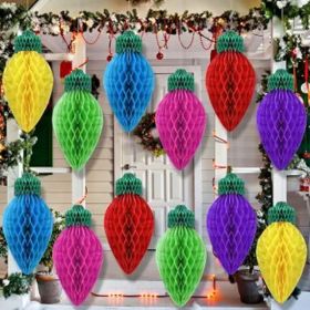 12 Pcs 12 In Jumbo Christmas Honeycomb Hanging Party Decorations (Option: MULTICOLOR)