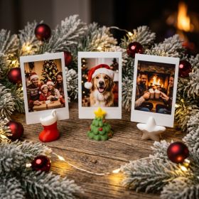 Christmas Photo Holder Set, 3D Printed Holiday Card Stand, Mini Christmas Table Decor, Picture Display Stand For Photos & Messages, Festive Party (Option: PLA-Single Design or 3PCS Set)