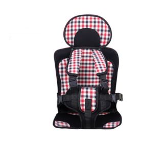 Infant Safe Seat Mat Portable Baby Safety Seat Children's Chairs Updated Version Thickening Sponge Kids Car Stroller Seats Pad (Option: Red lattice)