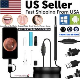 HD LED Ear Endoscope Otoscope Camera Wax Pick Cleaning Tool Cleaner Removal Kit (Option: default title)