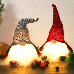 12 In Lighted Christmas Gnome, Handmade Sequins Hat Scandinavian Swedish Tomte, Light Up Elf Holiday Present, Battery Operated Winter Tabletop Ch (Option: Red)