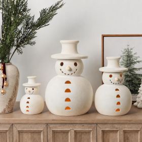Christmas Decorations, 7.1 Handmade Terracotta Christmas Snowman Figurine (Option: White)