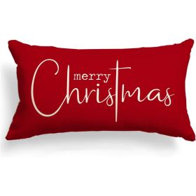 Christmas Pillow Covers Merry Christmas Throw Pillow Decorative Christmas Red Cotton Cloth Linen Cloth Pillow Cover Sofa Cover Decorative Rectang (Option: Red)