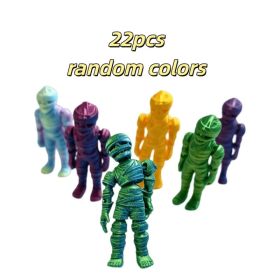 4-14-22PCS Mummy Figures Random Colors 3D Printed Halloween Mini Figurines Desktop Decor Collectible Display Seasonal Gift (Option: Mummy Inspired-22PCS)