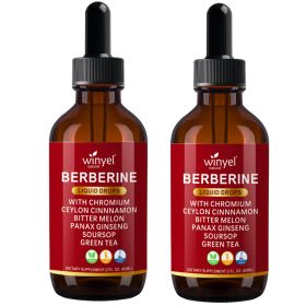Organic Ceylon Cinnamon Berberine Liquid Drops Supplement With Bitter Melon Extract, Glucomannan, Gymnema, Chromium, Turmeric, Organic Panax Gins (Option: 2 PCS)