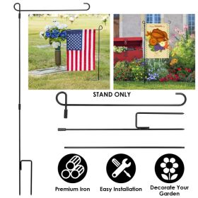 Garden Flag Stand Flagpole Weatherproof Wrought Iron Coated Yard Flag Holder For Yard Flag Party Banner Fits 11.8x17.7in Flag (Option: Black)