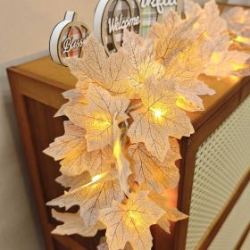 Fall Decorations For Home, Total 13Ft 40LED Maples Leaves Garland Fall Lights (Option: White)