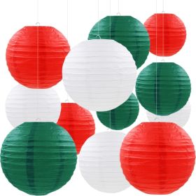 12 Pcs Christmas Paper Lanterns Red Green White Hanging Paper Lanterns For Christmas Graduation Anniversary Wedding Birthday Party Decoration Sup (Option: MULTICOLOR)