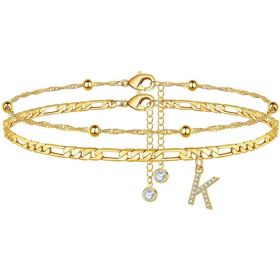 26 Letters Anklet Zircon Letters Simple (Option: K)