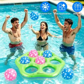 1Pc Inflatable Tic-Tac-Toe Pool Game Set with 7 Balls Summer Water Toy Portable Inflatable Game for Pool Beach Backyard (Option: Blue Green)