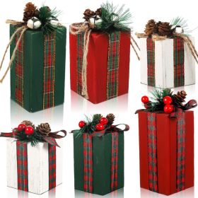 6 Pcs Christmas Wooden Gift Box Decor Table Centerpiece, Box Style (Option: MULTICOLOR)