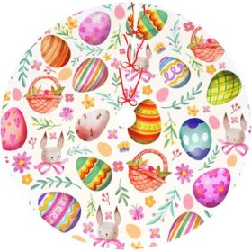 36 Inch Easter Bunny Tree Skirt Christmas Tree Mat Holiday Party Decoration For Indoor Outdoor Use Easter Eggs Tree Ornaments Home Decor (Option: Colorful)