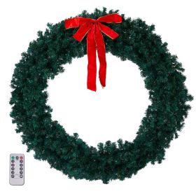 Replace 35948786 60 Inch Pre Lit Christmas Wreaths And Lit Artificial Christmas Wreaths With 220 Warm And Multi-color Lights And 600 PVC Prompts, (Option: Default)