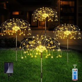 4 Pack Solar Firework Garden Lights, 120 LED Warm White Starburst Lights (Option: Golden)