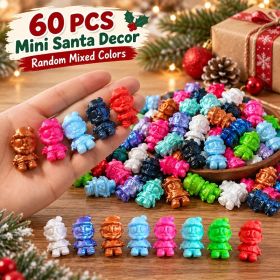 60PCS Mini Christmas Santa Figurines Set, 3D Printed Santa Claus Decorations, Random Mixed Colors Holiday Table Decor, Cute Christmas Party Craft (Option: 60pcs-PLA)