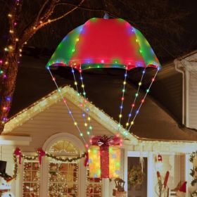 Christmas Lights, 2.8ft X 1.8ft Foldable Parachute Lights With Gift Box, 8 Mode, Remote, Waterproof Battery Powered Multicolor Holiday (Option: MULTICOLOR)