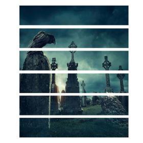 Halloween 3D Waterproof Stair Wall Crow Tombstone Stickers Home Party Decoration (Option: A)