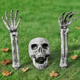 Halloween Skeleton Decorations Outdoor, Realistic Looking Skeleton Yard Stakes, Groundbreaker Skull Decor For Graveyard Yard Lawn Garden Party (Option: White)