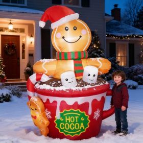 6 FT Christmas Inflatables Outdoor Decorations, Cute Christmas Blow Up Yard Decorations Gingerbread Man In Hot Cocoa Mug Scene For Garden Lawn Xm (Option: Inflatable Gingerbread Man In)