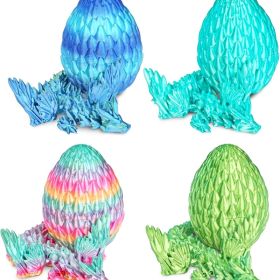 4 Pack 3D Printed Dragon Eggs With Dragon Inside Easter Basket Stuffers Christmas Tree Ornaments Fantasy Toys Gifts For Birthday And Home Decor (Option: Macaron Set)
