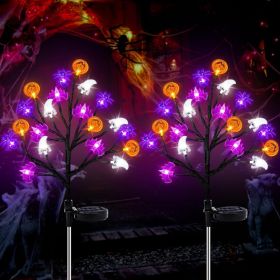 Halloween Decorations Outdoor Solar Lights, 2 Pack Halloween Lights Outdoor Solar Lights Waterproof With 20 LED Ghosts Bats Spiders Pumpkin Light (Option: MULTICOLOR)