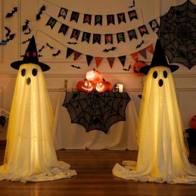 2Packs Halloween Decorations Outdoor,Halloweens Party Decoration Indoor,Spooky Ghost with Remote Control String Lights,Halloween-Ghost Lights for (Option: White)