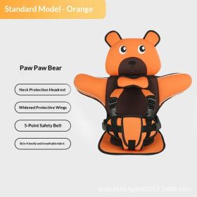 Infant Safe Seat Mat Portable Baby Safety Seat Children's Chairs Updated Version Thickening Sponge Kids Car Stroller Seats Pad (Option: Orange lying bear)