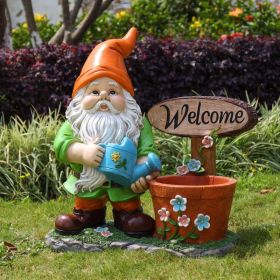 Outdoor Garden Sculpture Gnome Flower Pot Planter - Unique Yard Statue Decoration, Interesting Law Outdoor Ornament (Option: Orange)