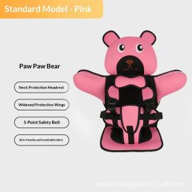 Infant Safe Seat Mat Portable Baby Safety Seat Children's Chairs Updated Version Thickening Sponge Kids Car Stroller Seats Pad (Option: Pink lying bear)