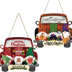 Halloween Gnome Door Sign, Double Sided Christmas Front Door Decor Two Sided Gnome Door Sign With Halloween And Christmas Designs Perfect For Fro (Option: BROWN)