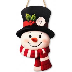 Christmas Decorations  Winter Snowman Wooden Welcome Sign For Front Door (Option: White)