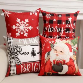 Christmas Pillow Covers 18x18 4Pcs Double Sided Winter Home Decor  Soft Fabric With Santa, Snowflake, Plaid, Christmas Tree Patterns, Winter (Option: MULTICOLOR)