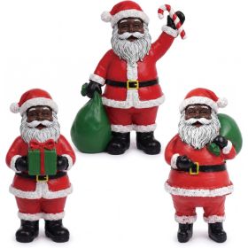 Wooden Figurine Table Decorations, Black Santa Wooden African American Table Decor For Desk Shelf, Indoor Ornaments, Holiday Party Decor (Option: Red)