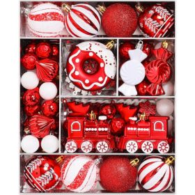 82pcs Christmas Balls Ornaments Set, Shatterproof Plastic Decor Delightful Classic Gift Set For Xmas Tree Holiday Wedding Party Decorations (Option: Red)