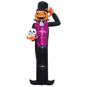 12ft Cape Pumpkin Man 5 White LED Lights Halloween Inflatable Decoration 12V (Option: Default)