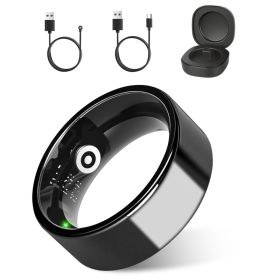 Smart Ring Health Tracker Fitness Sleep Stress HRV Tracker With Charging Case Magnetic Charging Cable For Women & Men Compatible With IOS & Andro (Option: Black-Size 7)