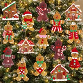 16pcs Gingerbread Man Ornaments For Christmas Tree Decorations 3 Inch Tall, Soft PVC, Kids Unbreakable Ornament (Option: BROWN)