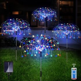 4 Pack Solar Firework Garden Lights, 120 LED Colorful Waterproof Stake Lights (Option: MULTI)