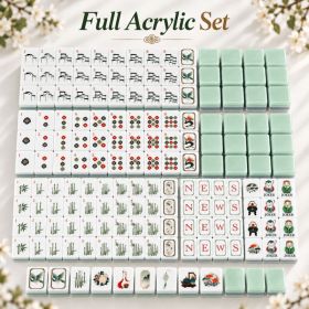 Elegant Acrylic Mahjong Set, Chinese Inspired American Mahjong Tiles, 160 Tile Game Set With Jokers And Classic Garden Design (Option: Elegant Acrylic Mahjong Set-Acrylic-160 Tiles)
