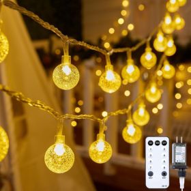 33Ft Crystal Globe String Lights, Hundred LED Warm White Lights With Remote (Option: Gold)