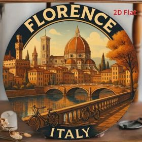 CIFbuy 2D Flat Metal Wall Art Florence Italy Cityscape, Vibrant Duomo Cathedral Ponte Vecchio Aluminum Sign, Classic Italian Landscape TikTok, Ti (Option: Defaulttitle)