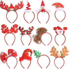 12 PCS Holiday Headbands,Cute Christmas Head Hat Toppers,Great Fun And Festive For Christmas Party Favors Holiday Favors Photos Booth (Option: Red)