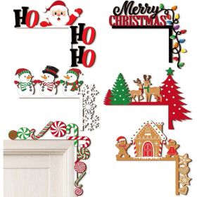 6 Pcs Christmas Door Corner Frame Decoration Christmas Door Topper (Option: White)
