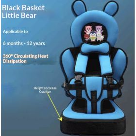 Infant Safe Seat Mat Portable Baby Safety Seat Children's Chairs Updated Version Thickening Sponge Kids Car Stroller Seats Pad (Option: Blue Bear Height Boosting Pad)